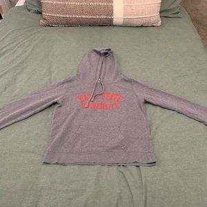 Grey with red lettering, Ball state sweatshirt